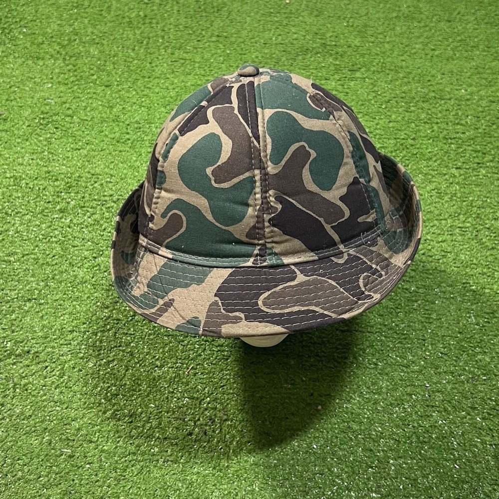 Vintage Duck Camo Hunting Hat L Camouflage‎ Bucket Boonie Cap 70s Trapper MINT